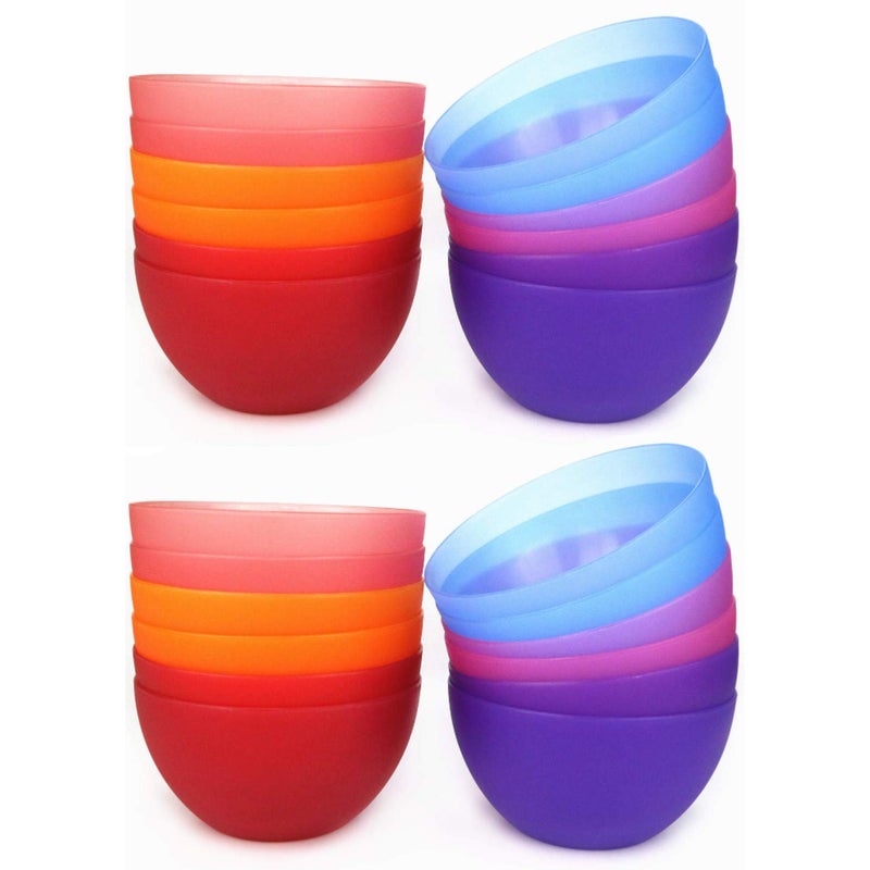 KX-WARE Plastic Bowls set of 24 - Unbreakable and Reusable 32oz/6 inch Plastic Cereal/Soup/Salad Bowls in 6 Assorted Color | Dishwasher Safe, BPA Free - Image 1